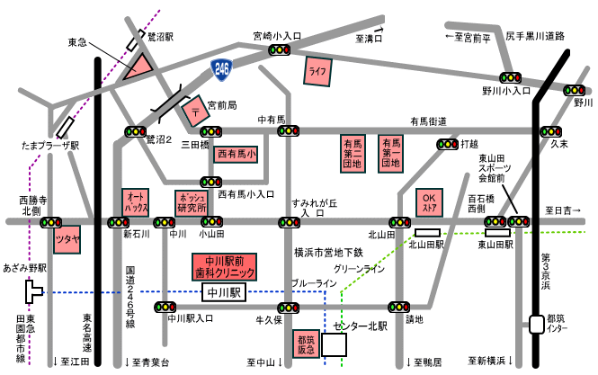 宮前区・都筑区道路地図